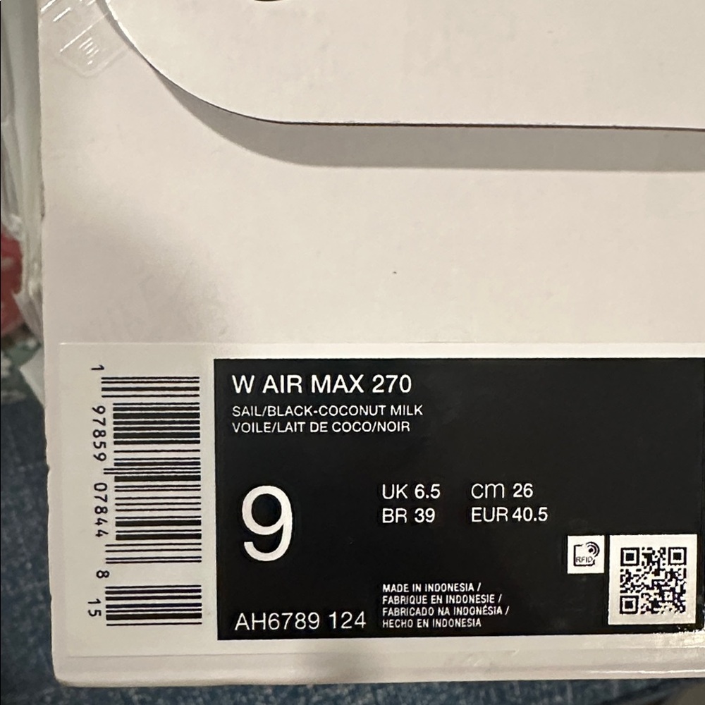 Nike Women's Air Max 270 Shoes Size 9 - Sail black coconut milk color - Picture 8 of 8